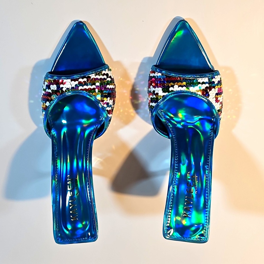 Kayleen lamar_1 blue Synthetic Pointed Toe Mule Stiletto Heel US 6.5